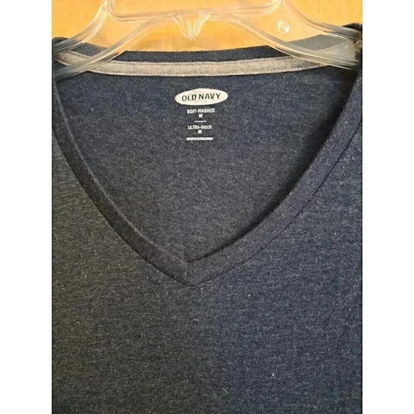Old Navy Men's M Medium Tee Shirt Blue Soft Washed Short Sleeve V Neck - Picture 5 of 6